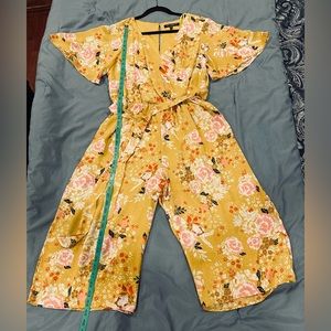 Golden yellow culotte dress